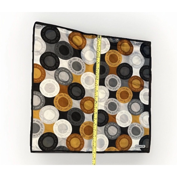 NWT Coach 100% Silk Multicolor Bandana Geometric Circle Pattern Scarf - Picture 11 of 11